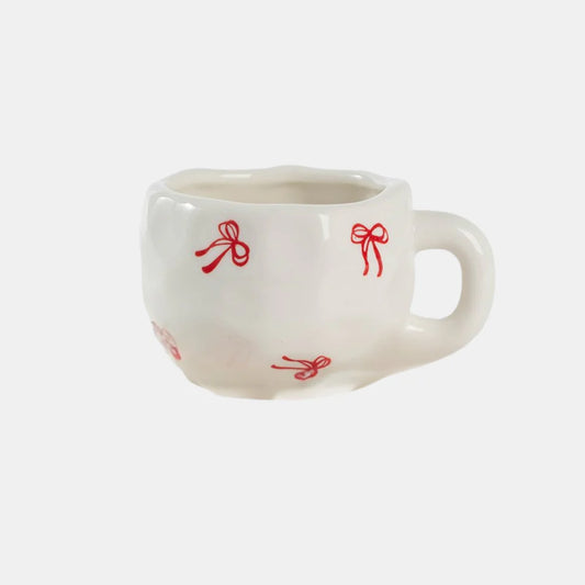 Bow Mug - White Red