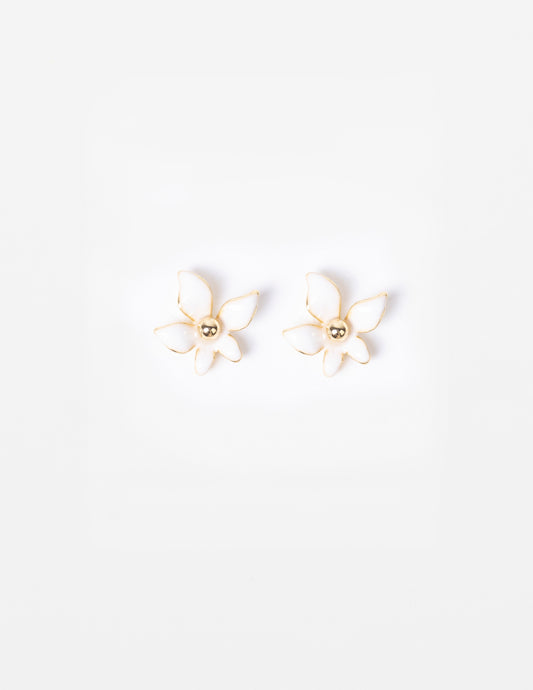 Stella + Gemma Mini Flower Stud | White