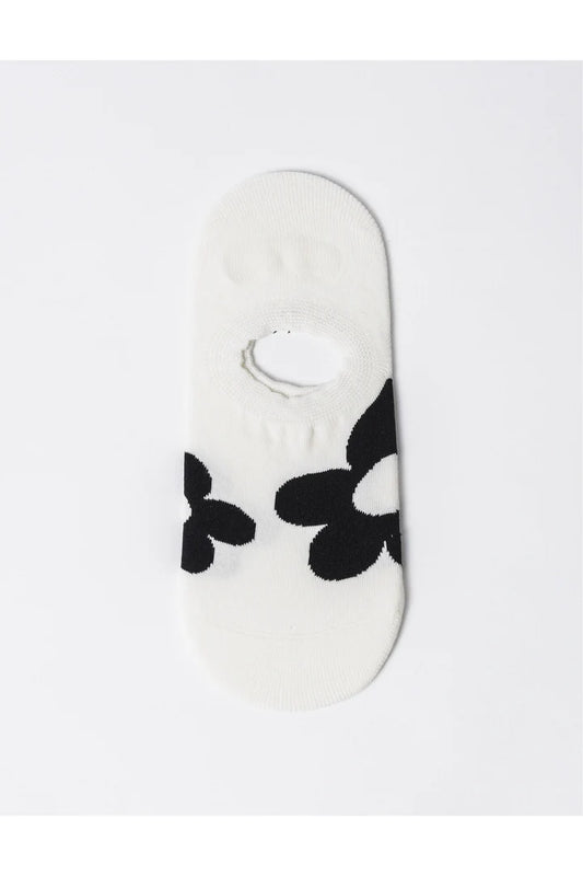 Stella + Gemma No Show Socks | Black Flowers