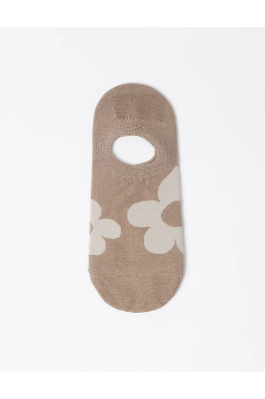Stella + Gemma No Show Socks | Taupe Flowers