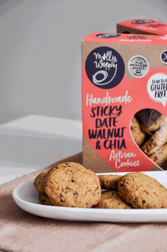 Molly Woppy Gluten Free Sticky Date Walnut & Chia Artisan Cookies