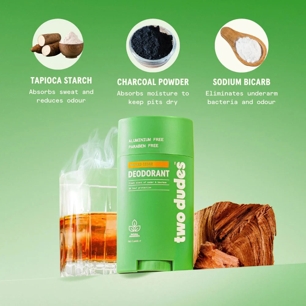 Two Dudes Men's Aluminium Free Deodorant | Smoked Cedar