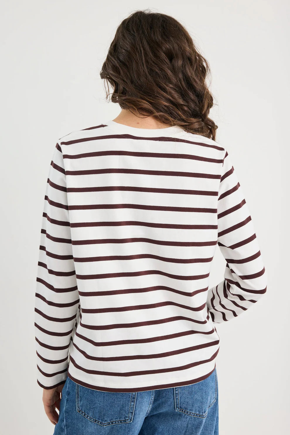 RE:Union Tether LS Boxy Tee | Chocolate White Stripe