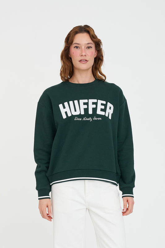 Huffer Slouch Crew Pointers Evergreen