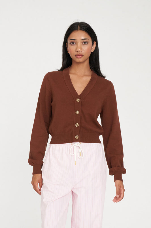 Huffer Bibi Knit Cardigan | Chestnut
