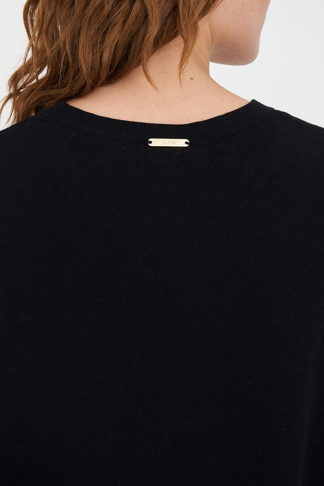 Huffer Merino Neve Crew | Black