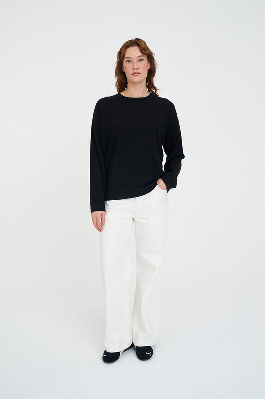 Huffer Merino Neve Crew | Black