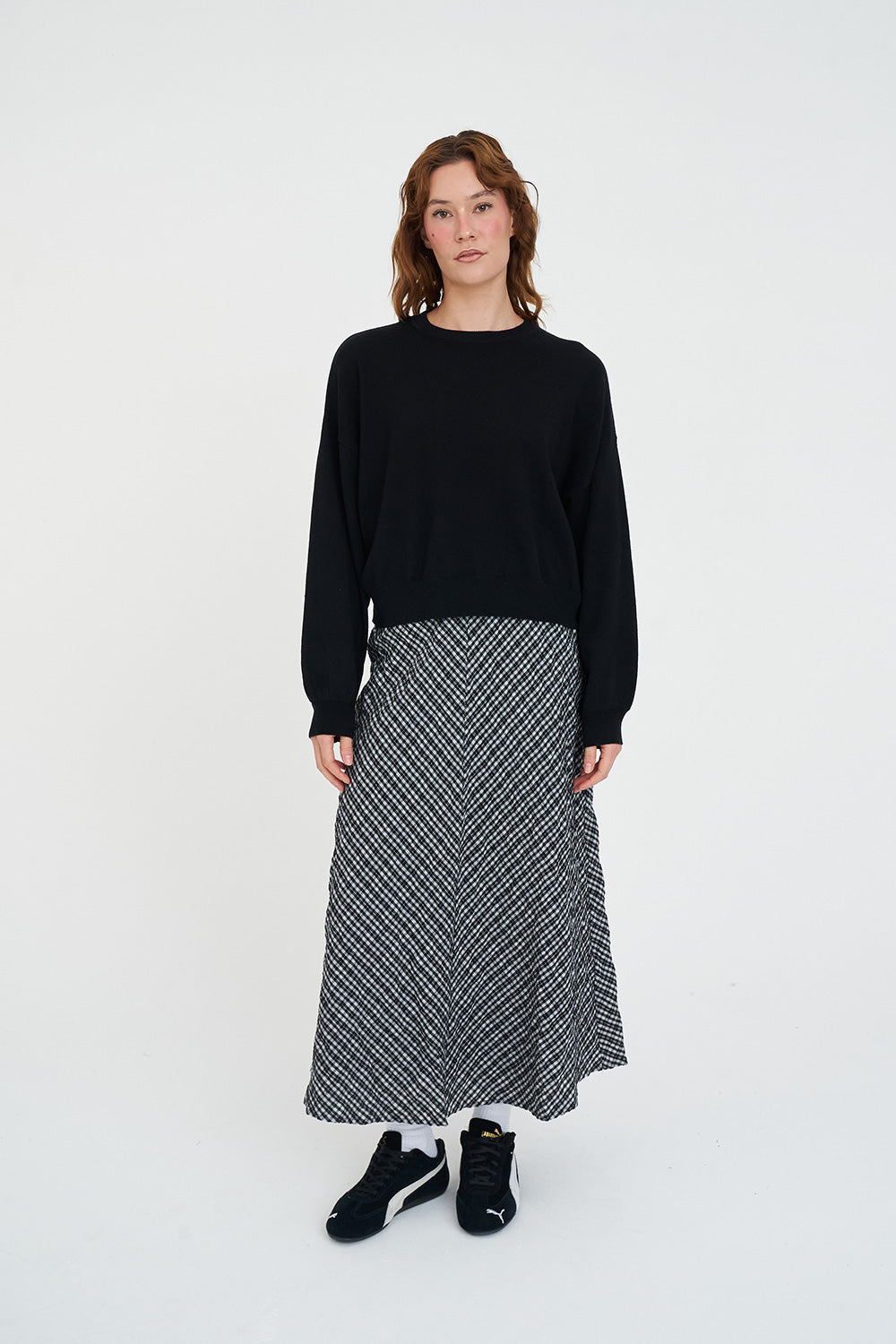Huffer Merino Bella Crop Knit | Black
