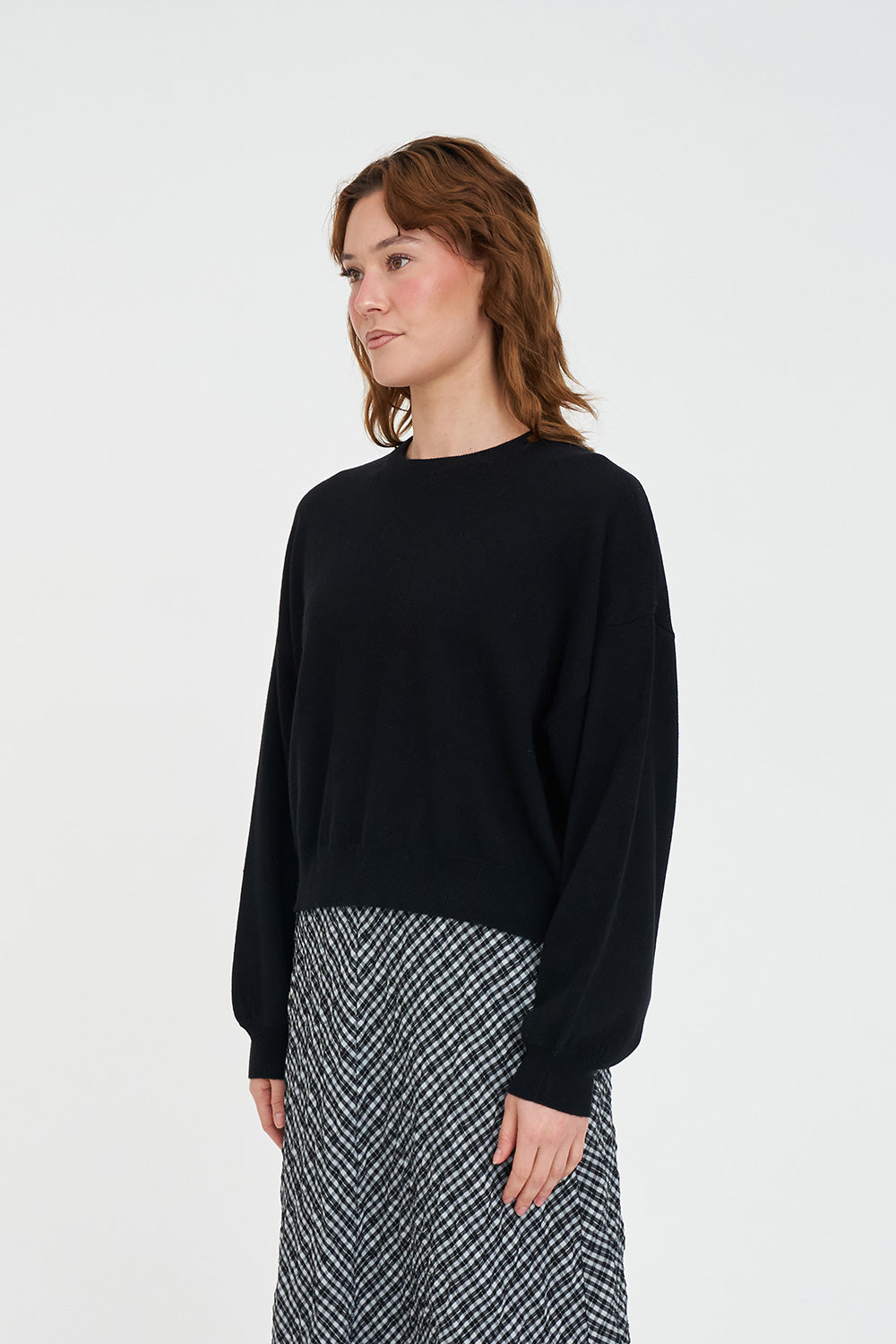 Huffer Merino Bella Crop Knit | Black