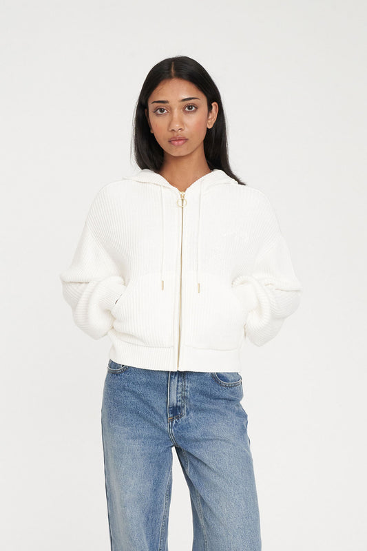 Huffer Signature Hood Knit | Chalk