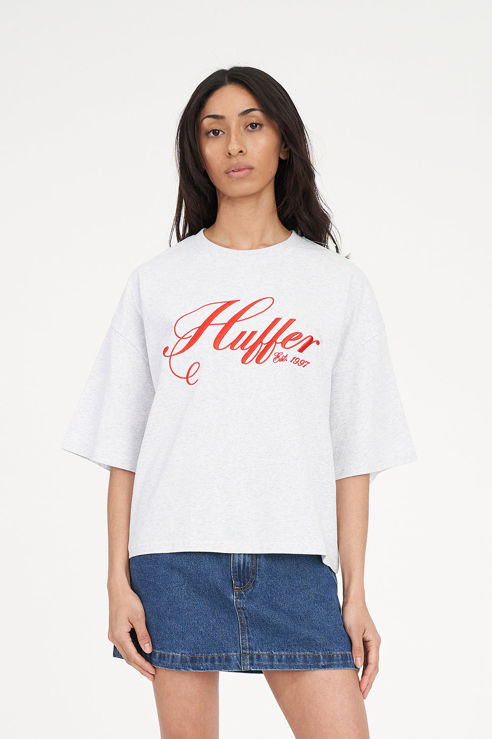 Huffer Boxy Tee | Home Run Silver Marle