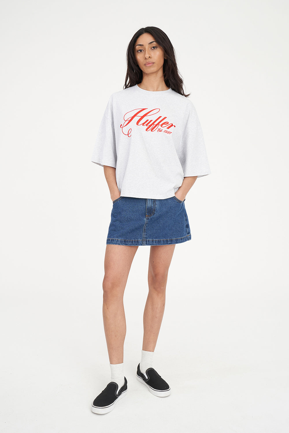 Huffer Boxy Tee | Home Run Silver Marle
