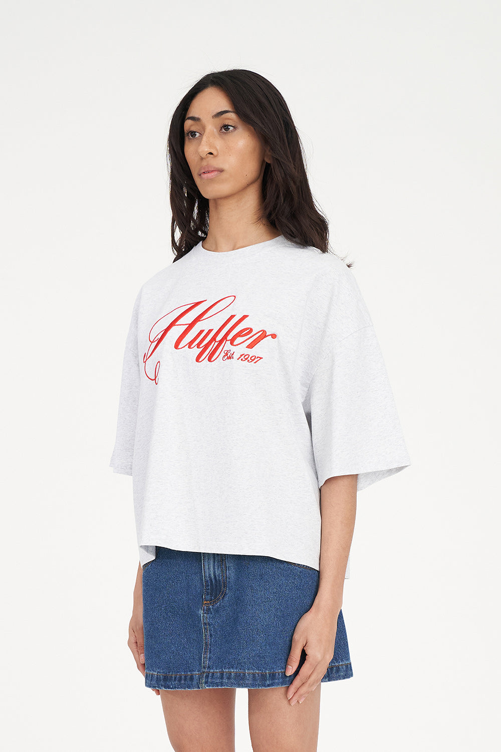 Huffer Boxy Tee | Home Run Silver Marle