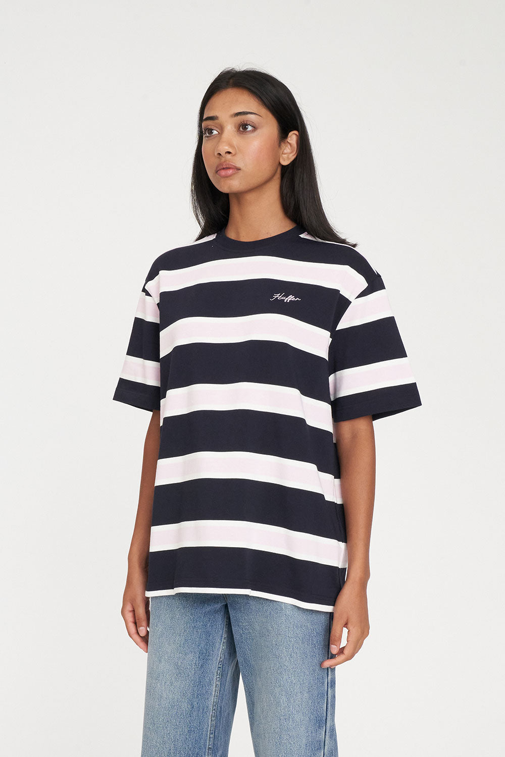 Huffer Brooklyn Relax Tee | Navy/Petal