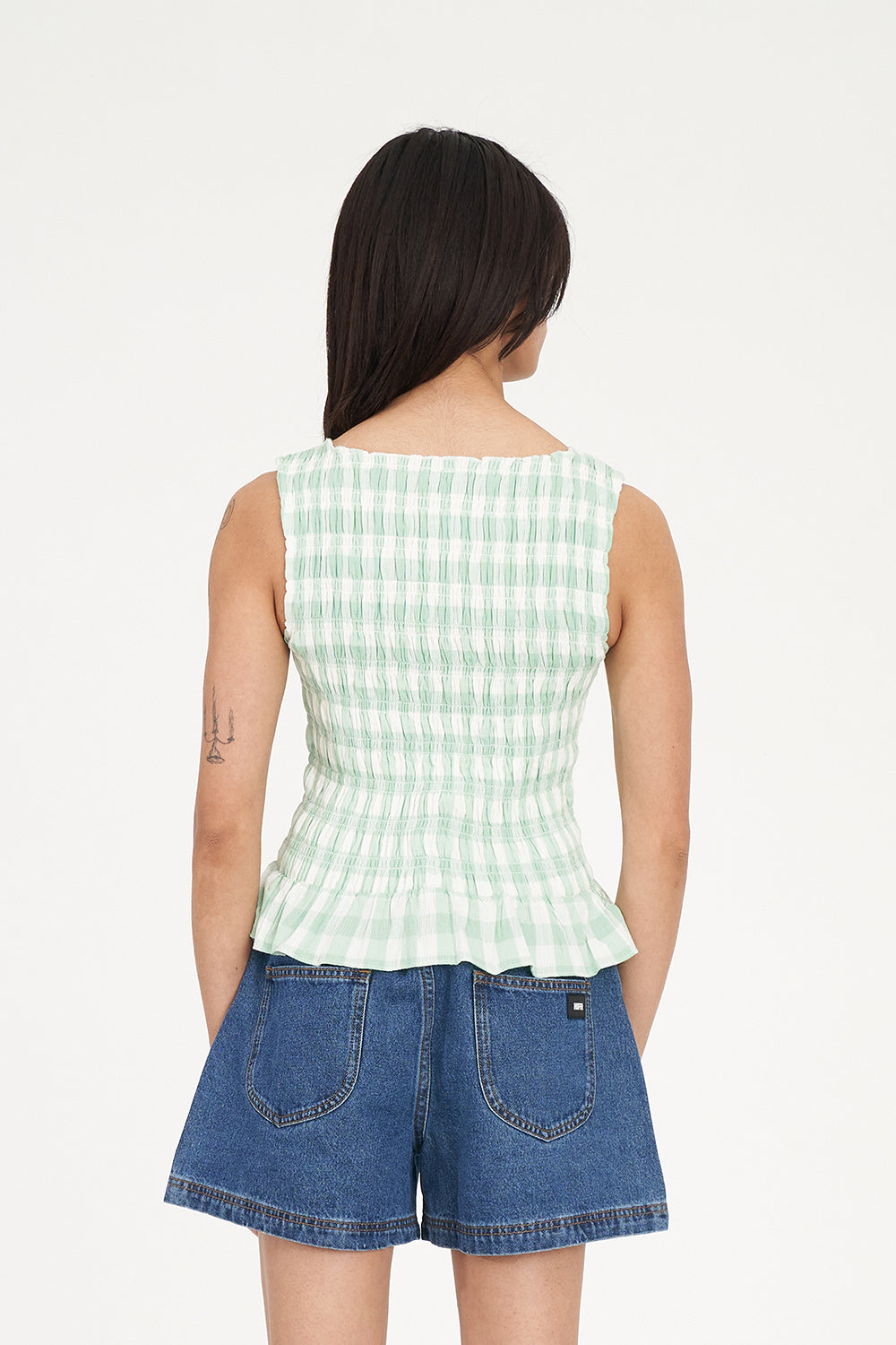 Huffer Celine Gigi Shirred Top | Matcha/Chalk