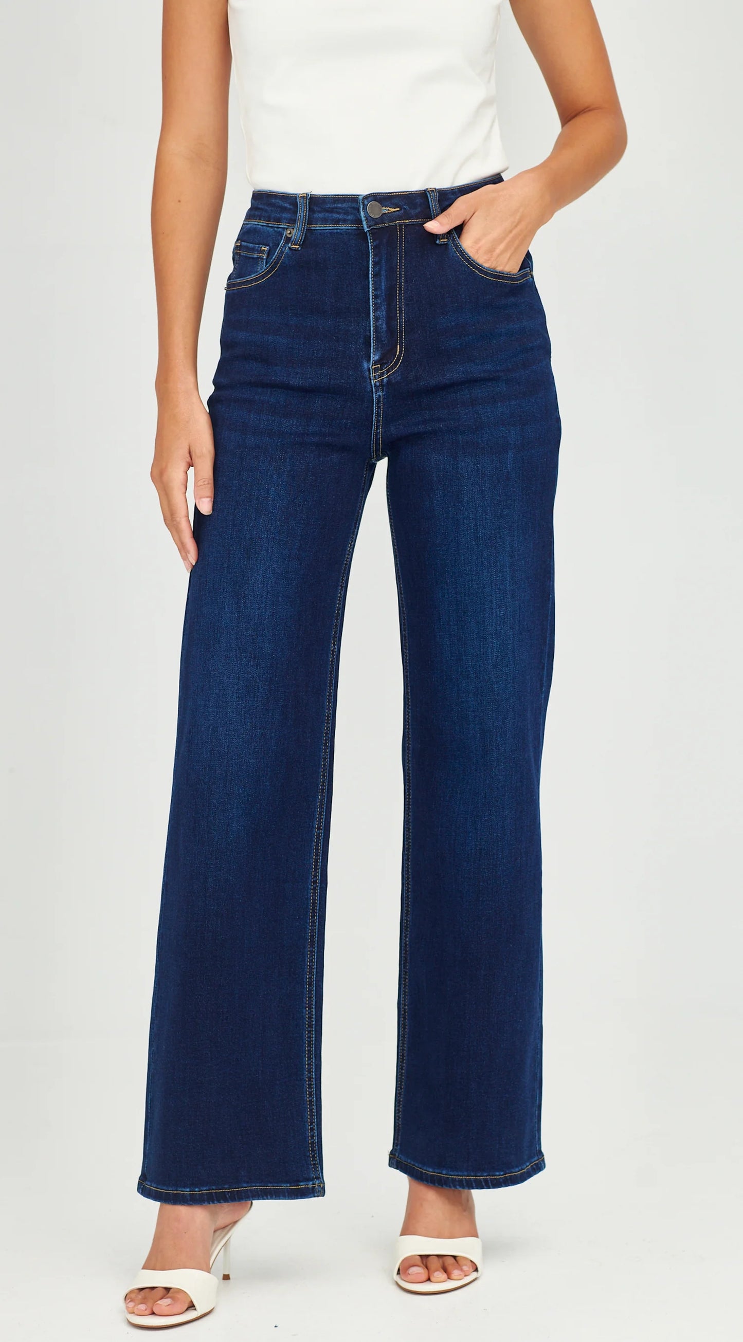 Junkfood Wendy Wide Leg Dark Blue Jean