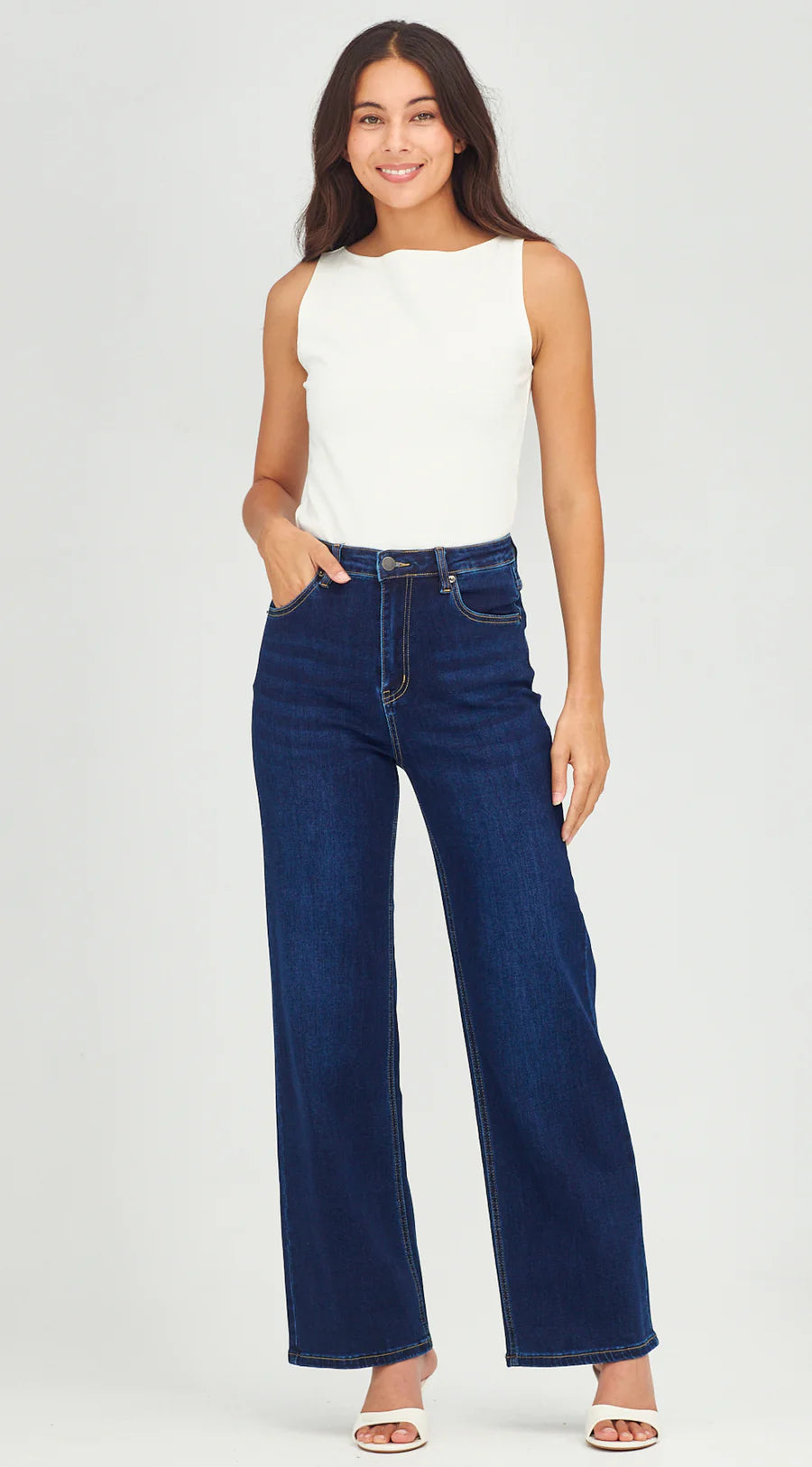 Junkfood Wendy Wide Leg Dark Blue Jean
