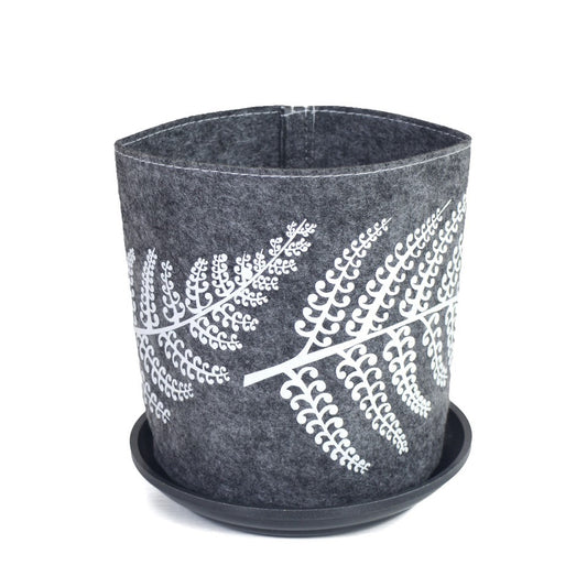 Jo Luping Design - White Fern on Mid Grey | Ecofelt Growbag
