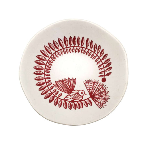 Jo Luping Design - Red Fantail & Pohutukawa On White | 7cm Porcelain Bowl