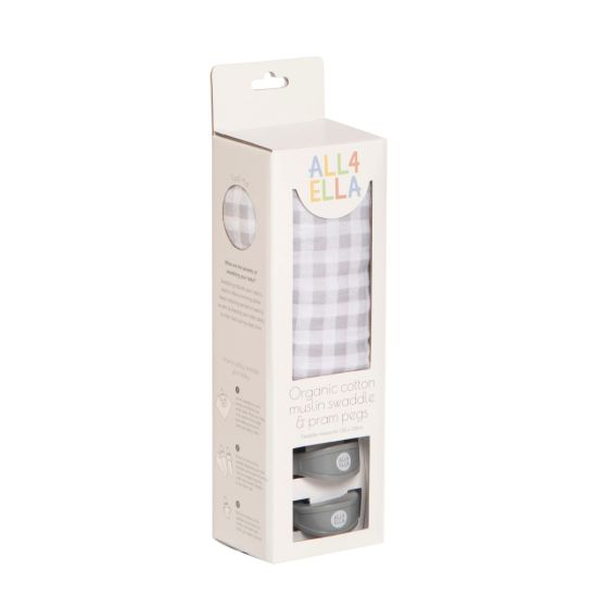 All4Ella Muslin & Pram Peg Box Set | Gingham