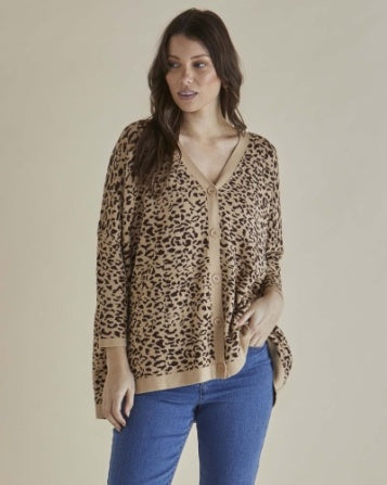 Betty Basics Hampton Cardigan | Animal Print