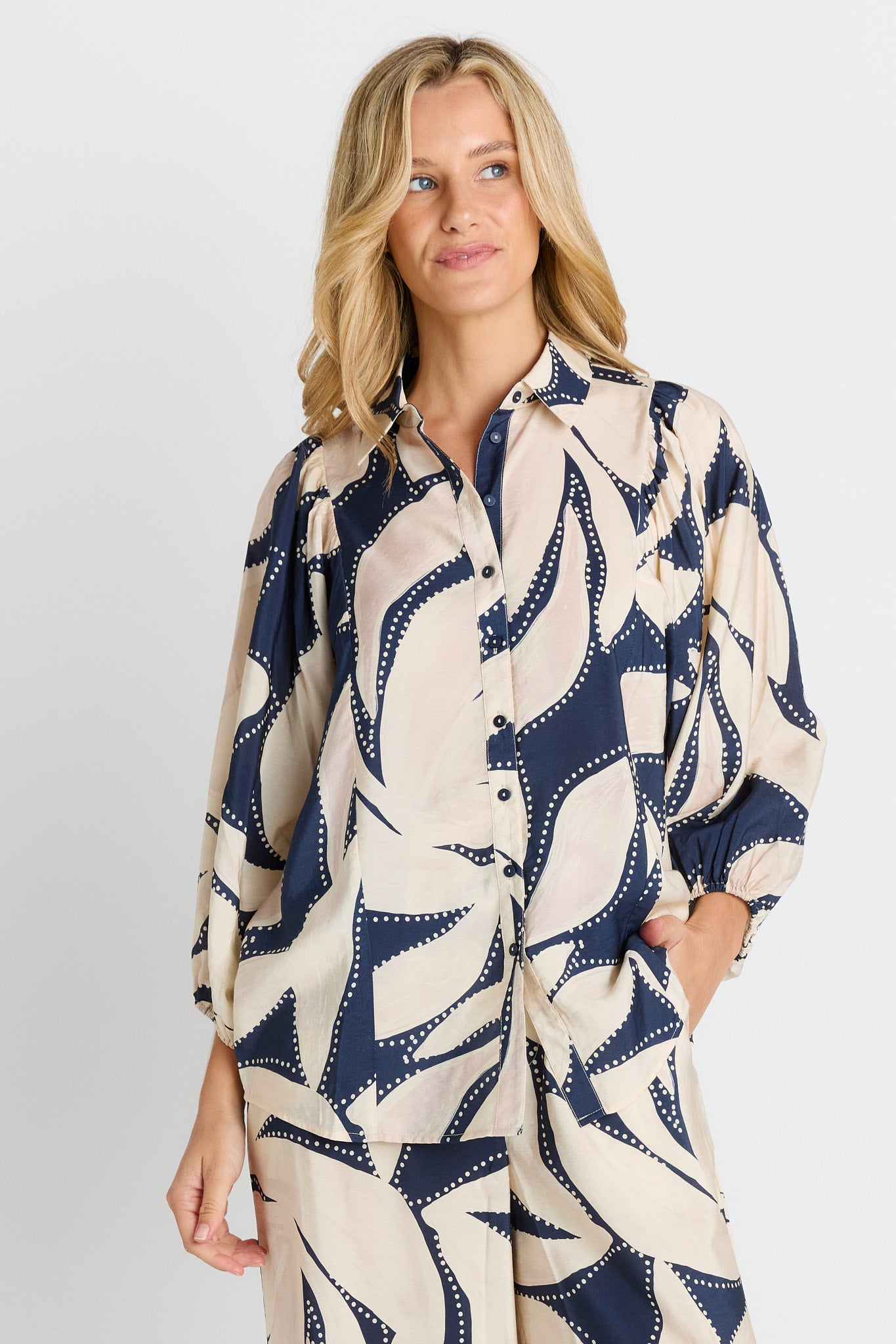 Betty Basics Nova Shirt | Navy Floral Print