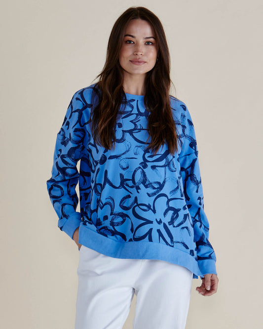 Betty Basics Palma Sweat | Blue Floral