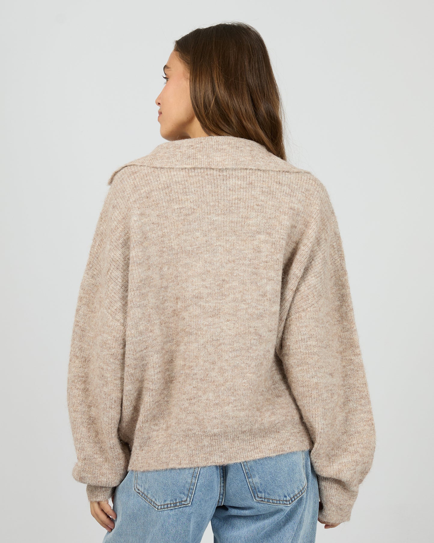 Silent Theory Quarter Zip Knit Jumper | Brown