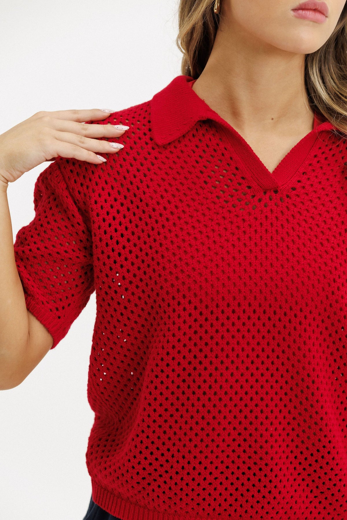 Rose Road Knit Polo | Cherry Red