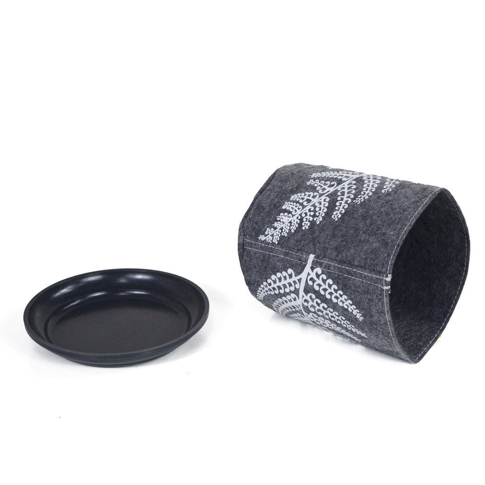 Jo Luping Design - White Fern on Mid Grey | Ecofelt Growbag