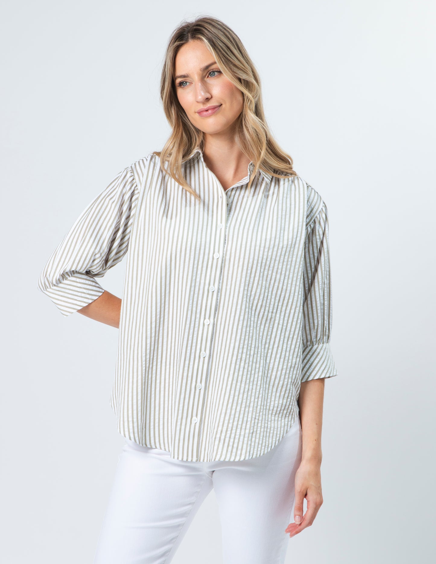 Stella + Gemma Deedee Shirt | Mushroom Stripe