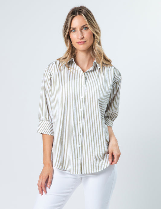 Stella + Gemma Deedee Shirt | Mushroom Stripe