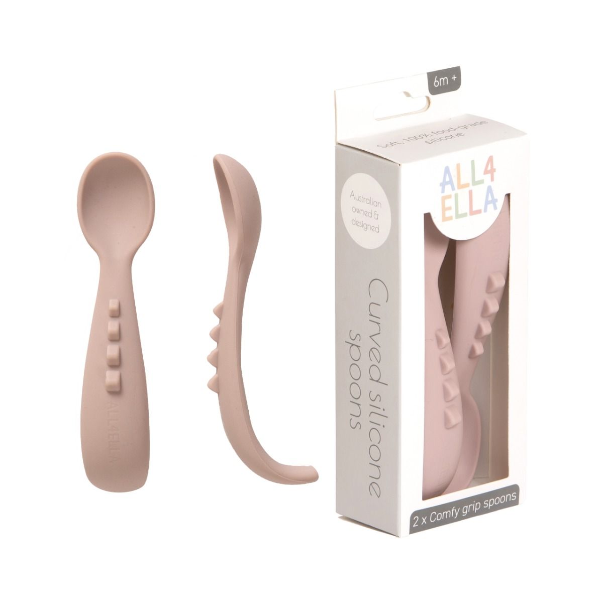 All4Ella Comfy Grip Silicone Spoons | Dusty Pink