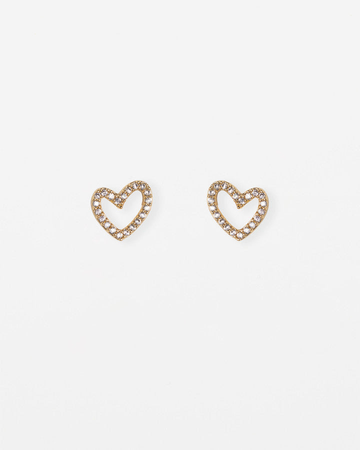 Stella + Gemma Crystal Heart Outline Stud Earrings