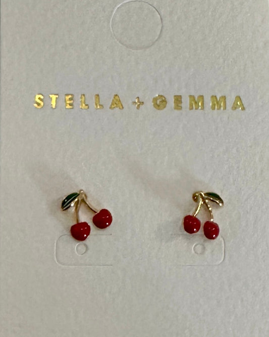 Stella + Gemma Earrings | Red Gold Cherries