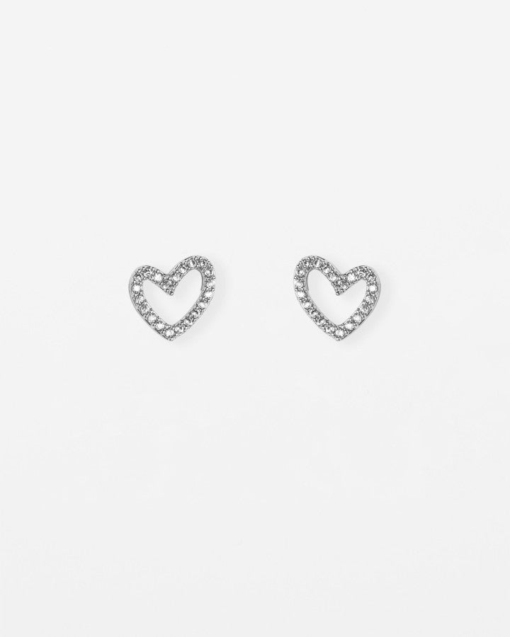 Stella + Gemma Crystal Heart Outline Stud Earrings