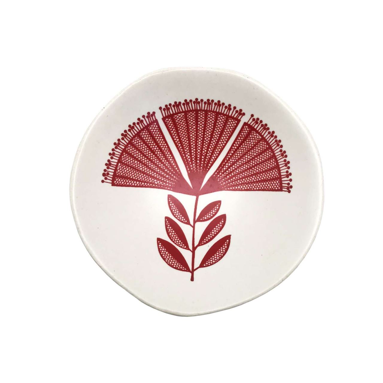 Jo Luping Design - Red Pohutukawa Lace On White | 7cm Porcelain Bowl