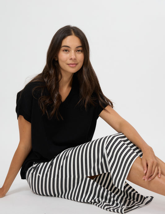 Stella + Gemma Essentials Skirt | Black White Stripe