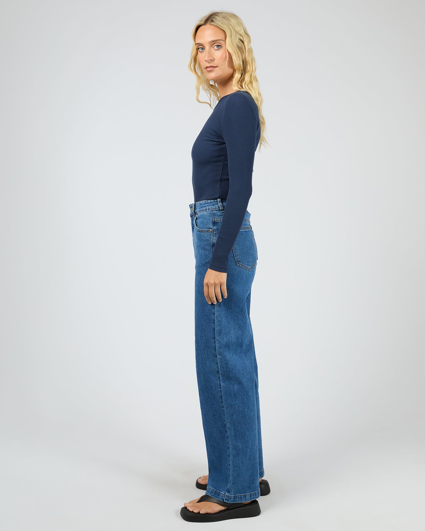All About Eve Long Sleeve Rib Baby Tee | Navy