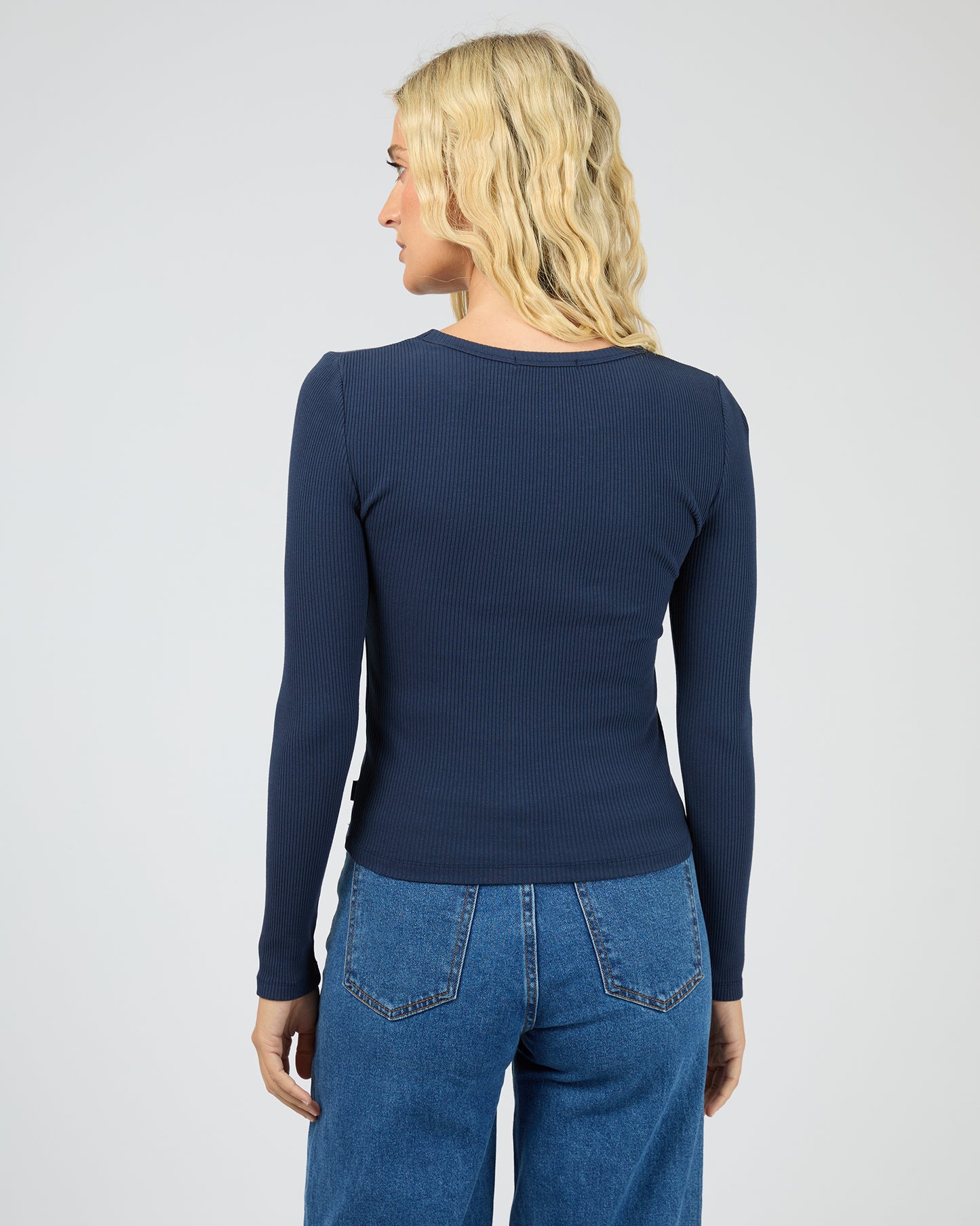 All About Eve Long Sleeve Rib Baby Tee | Navy