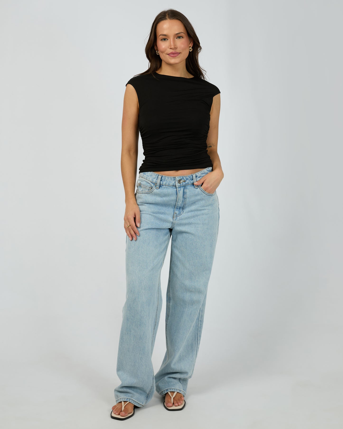 Silent Theory Evie Ruched Top | Black