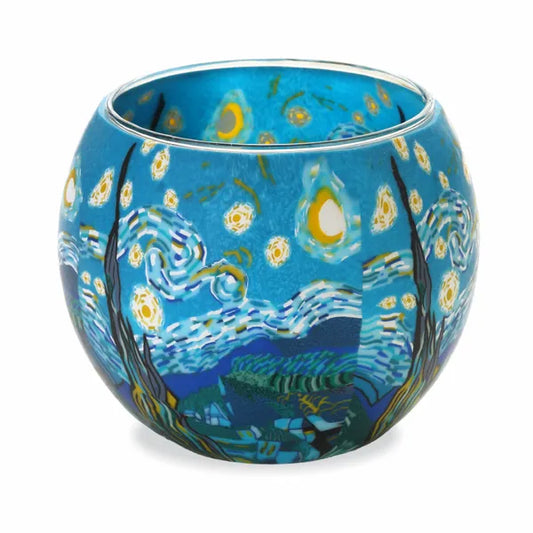 Glowing Glass Tealight Holder - Starry Night