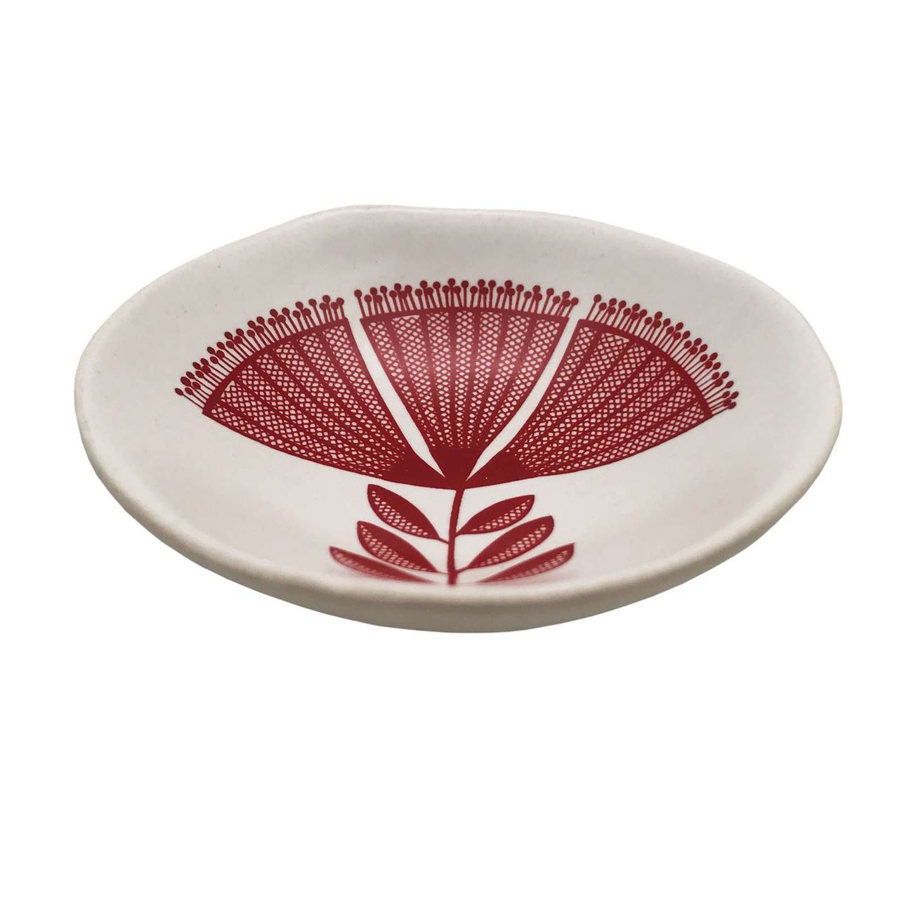 Jo Luping Design - Red Pohutukawa Lace On White | 7cm Porcelain Bowl