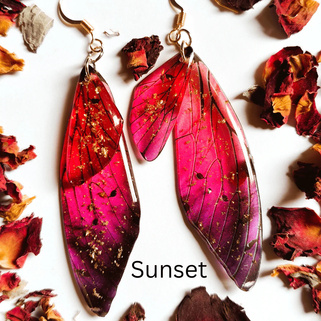 Kowhai & Sage Fairy/Butterfly Wings Earrings