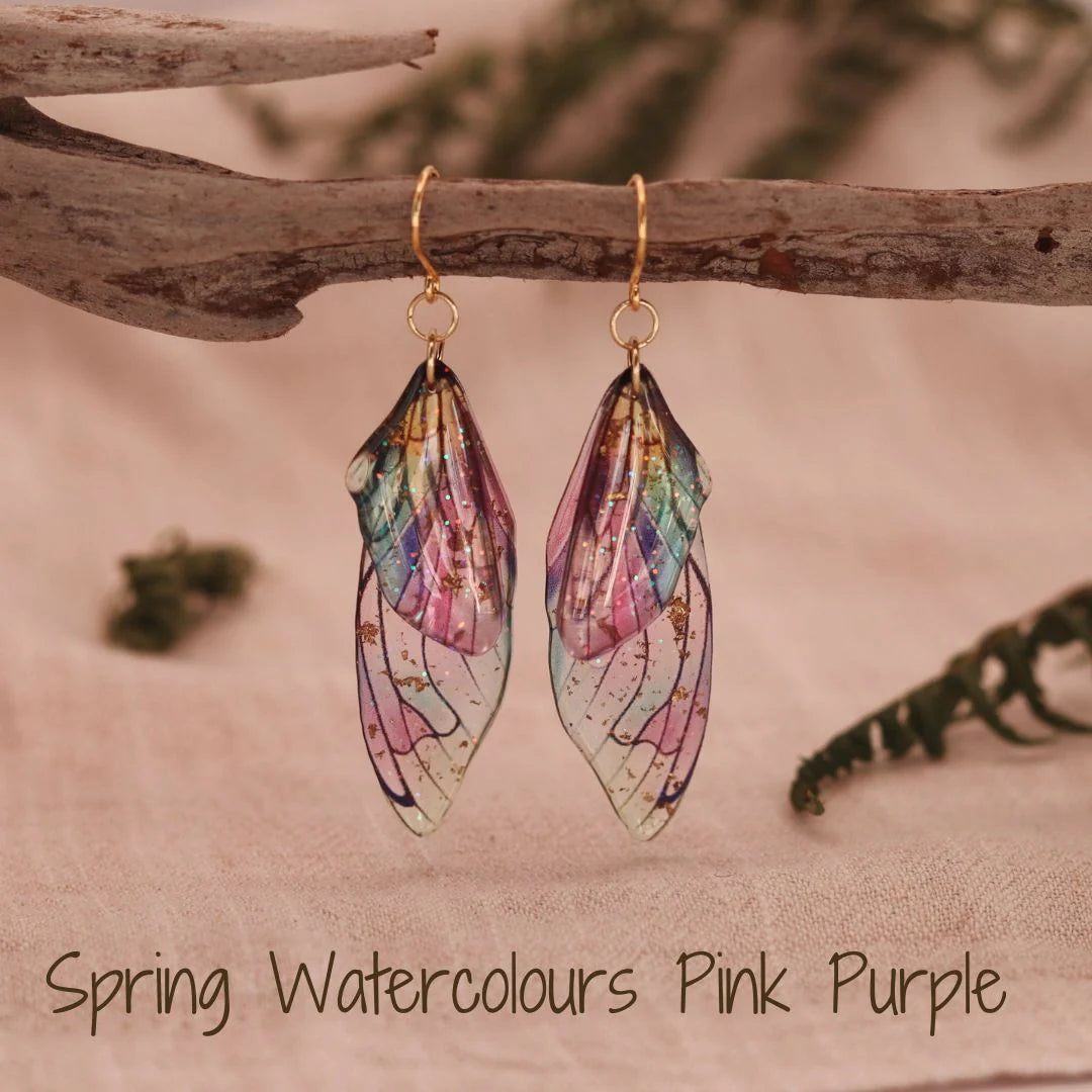 Kowhai & Sage Fairy/Butterfly Wings Earrings