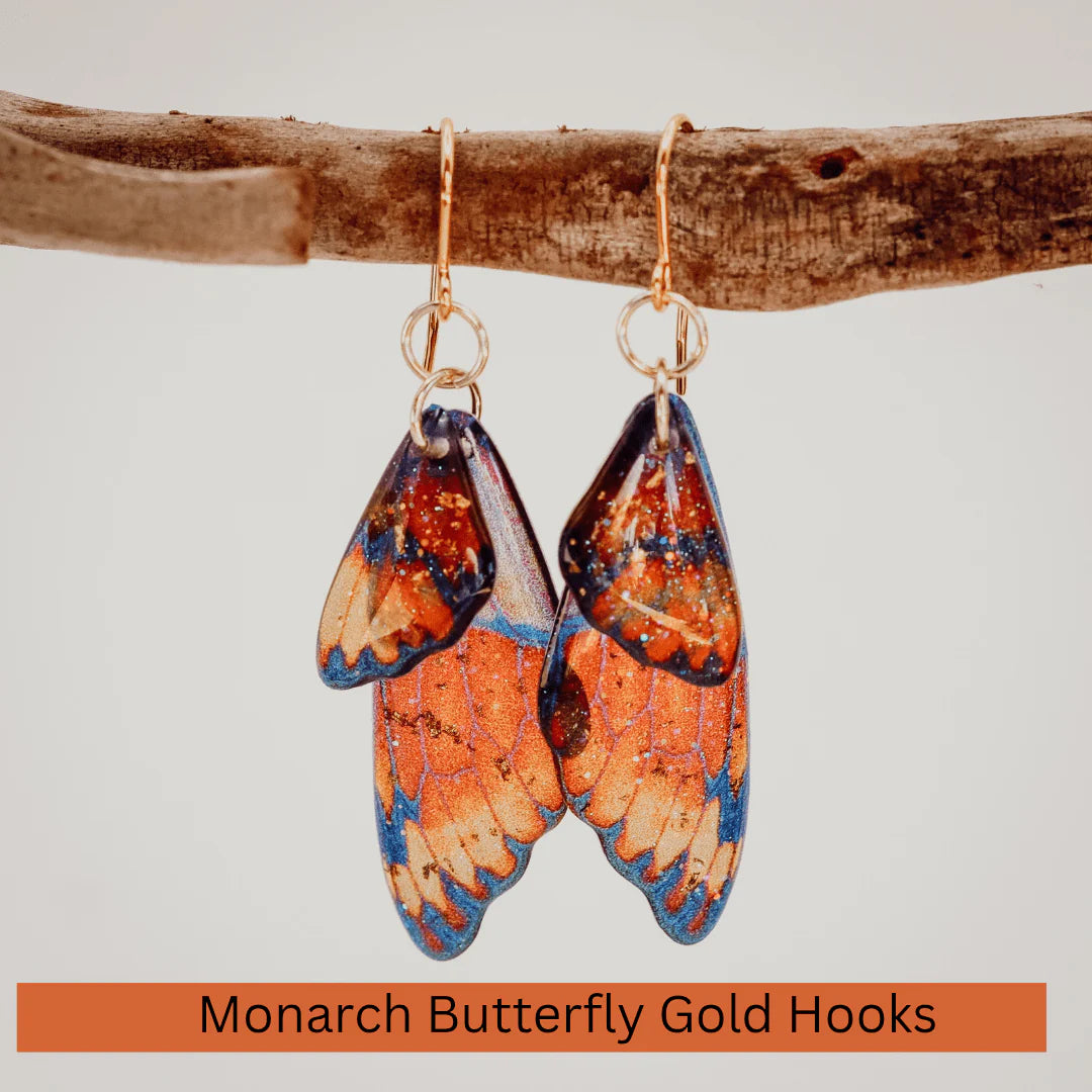 Kowhai & Sage Fairy/Butterfly Wings Earrings