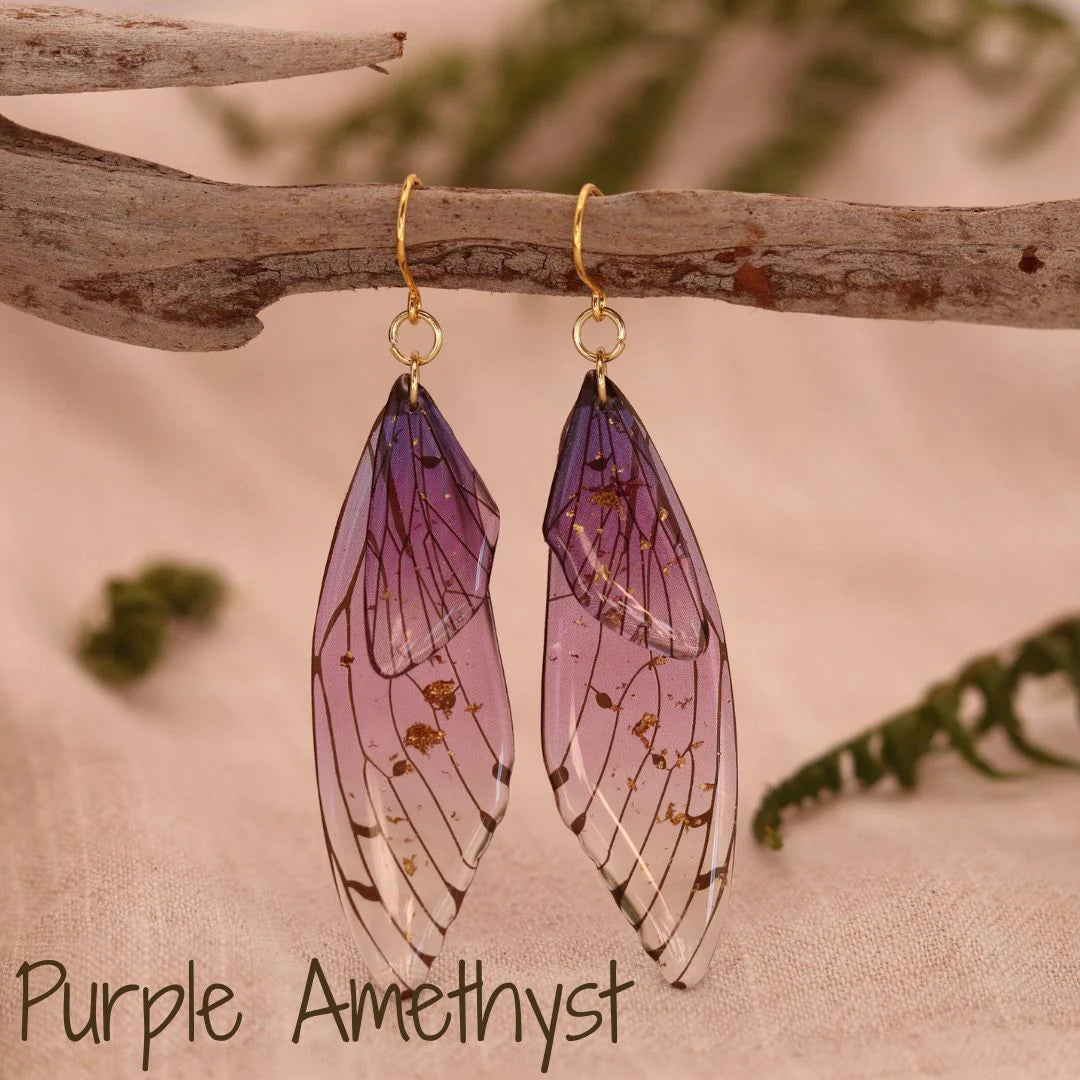 Kowhai & Sage Fairy/Butterfly Wings Earrings