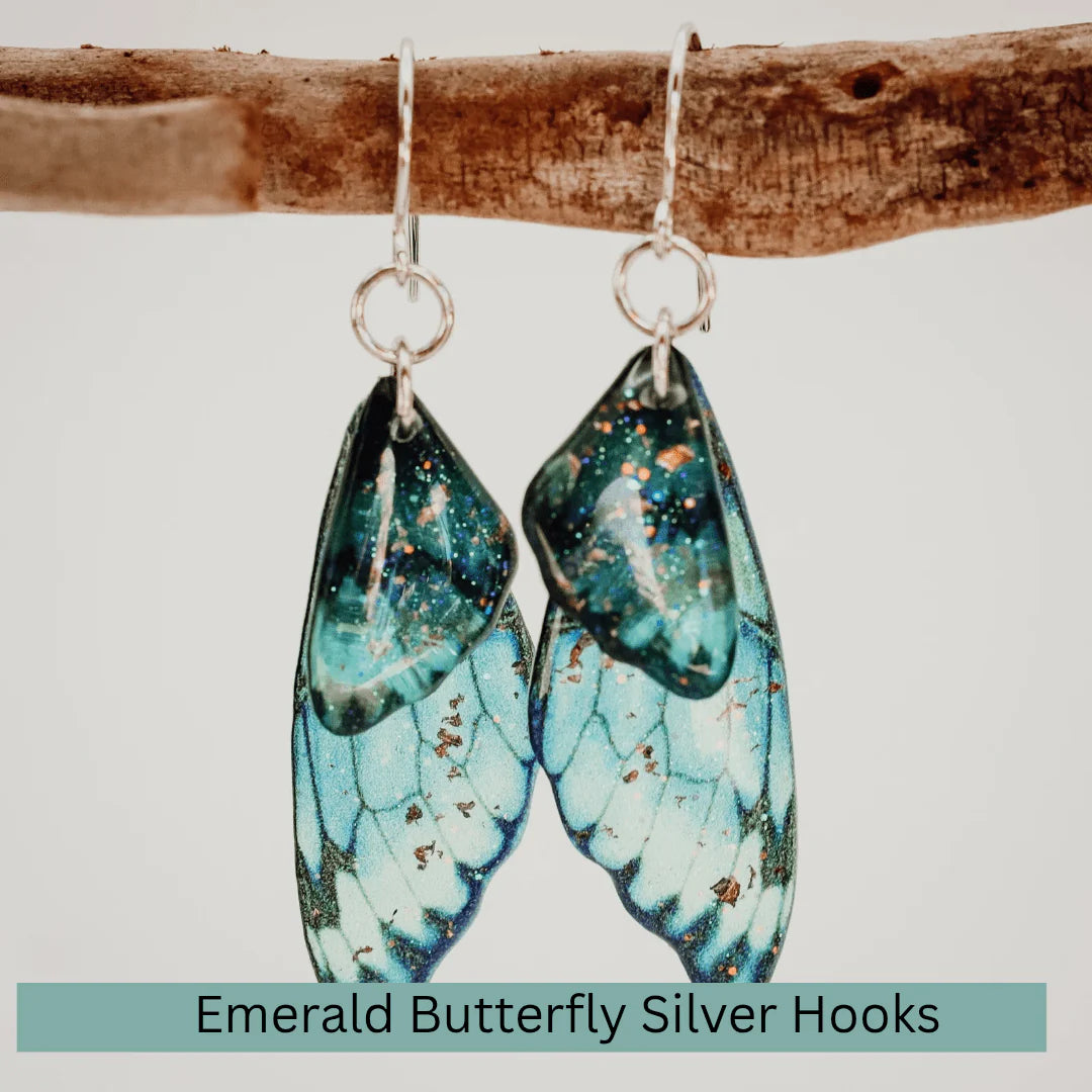 Kowhai & Sage Fairy/Butterfly Wings Earrings