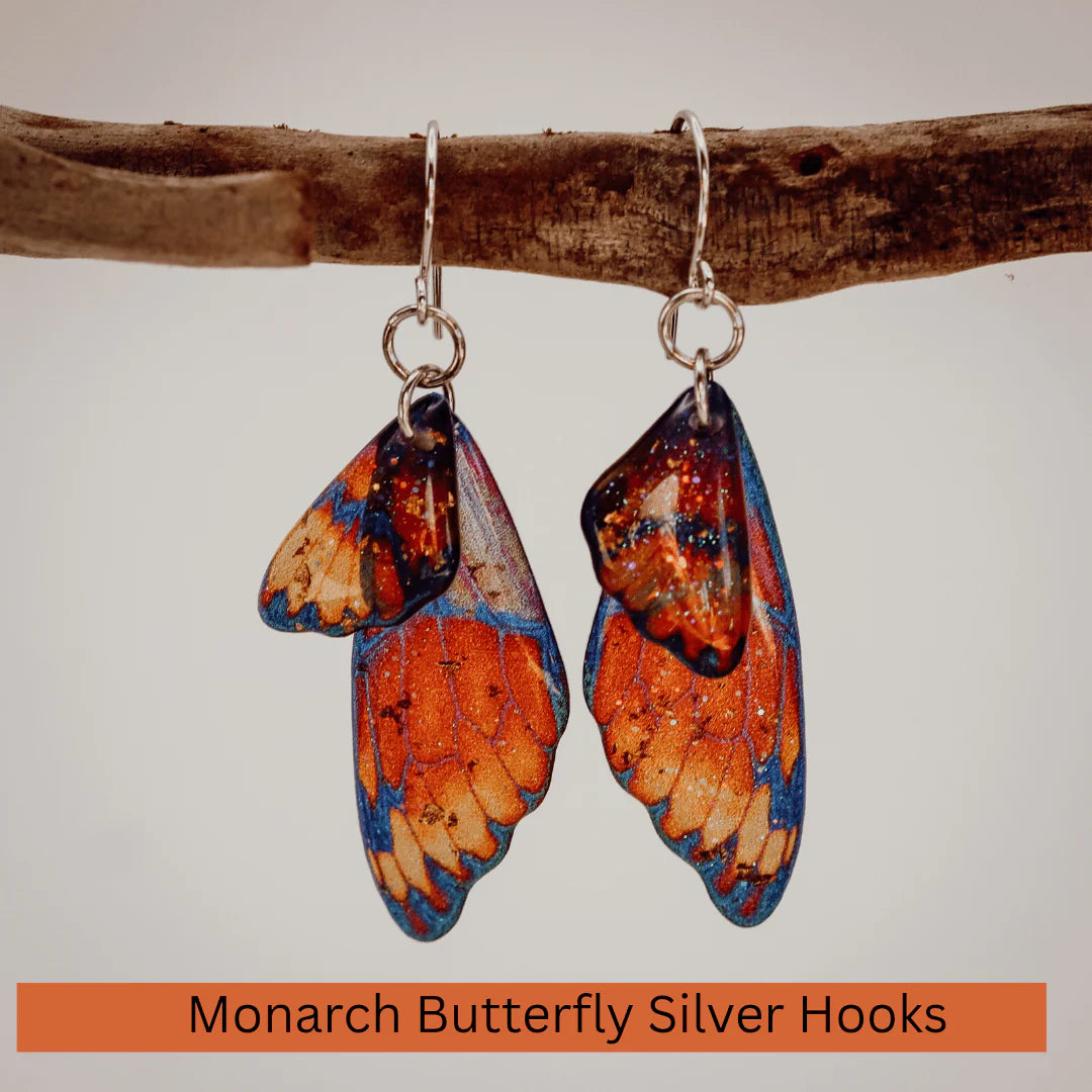 Kowhai & Sage Fairy/Butterfly Wings Earrings