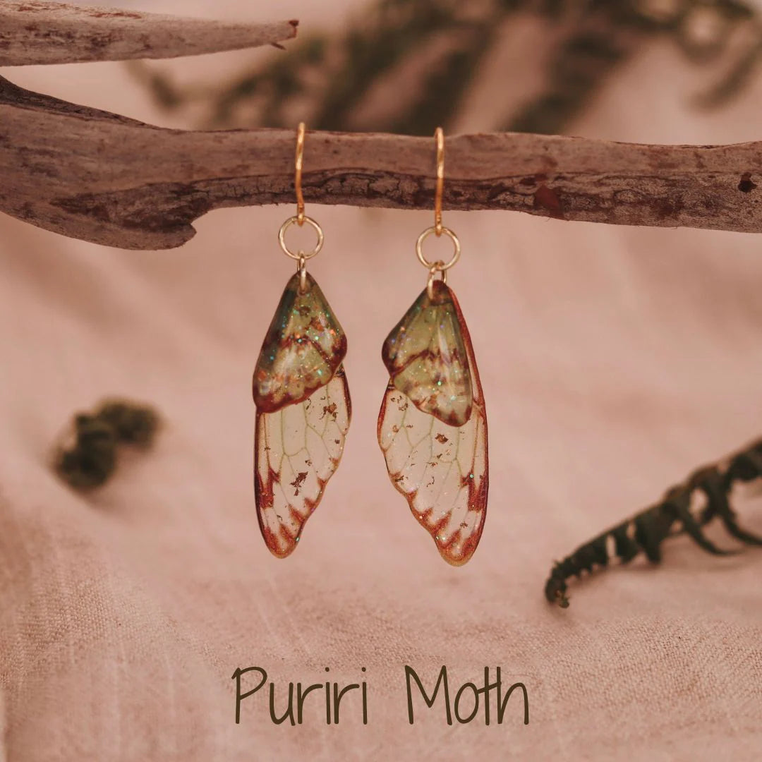 Kowhai & Sage Fairy/Butterfly Wings Earrings